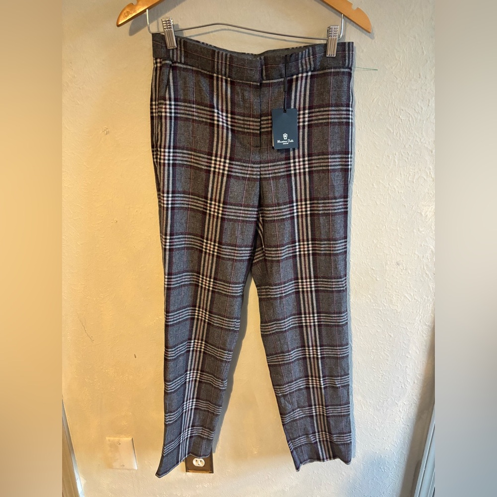 Massimo Dutti Men's Gray Checkered Pants size 36